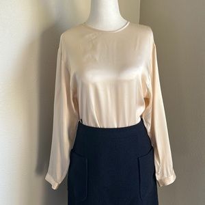 Sold Chanel silk blouse with four leave clover gold buttons